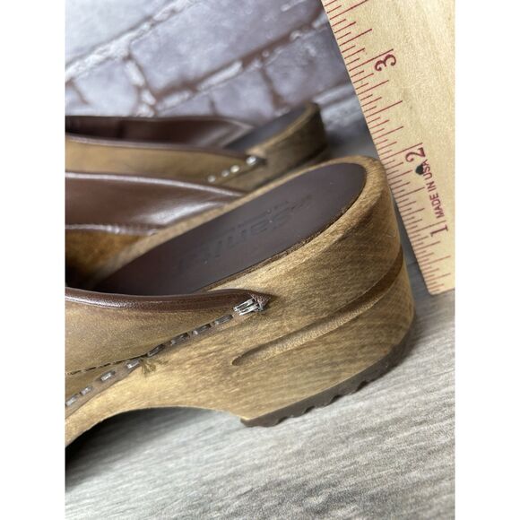 Sanita Brown Nubuck Leather Round Clogs Wooden Heel Shoes Women Sz 40EU/9.5M US - Picture 7 of 16